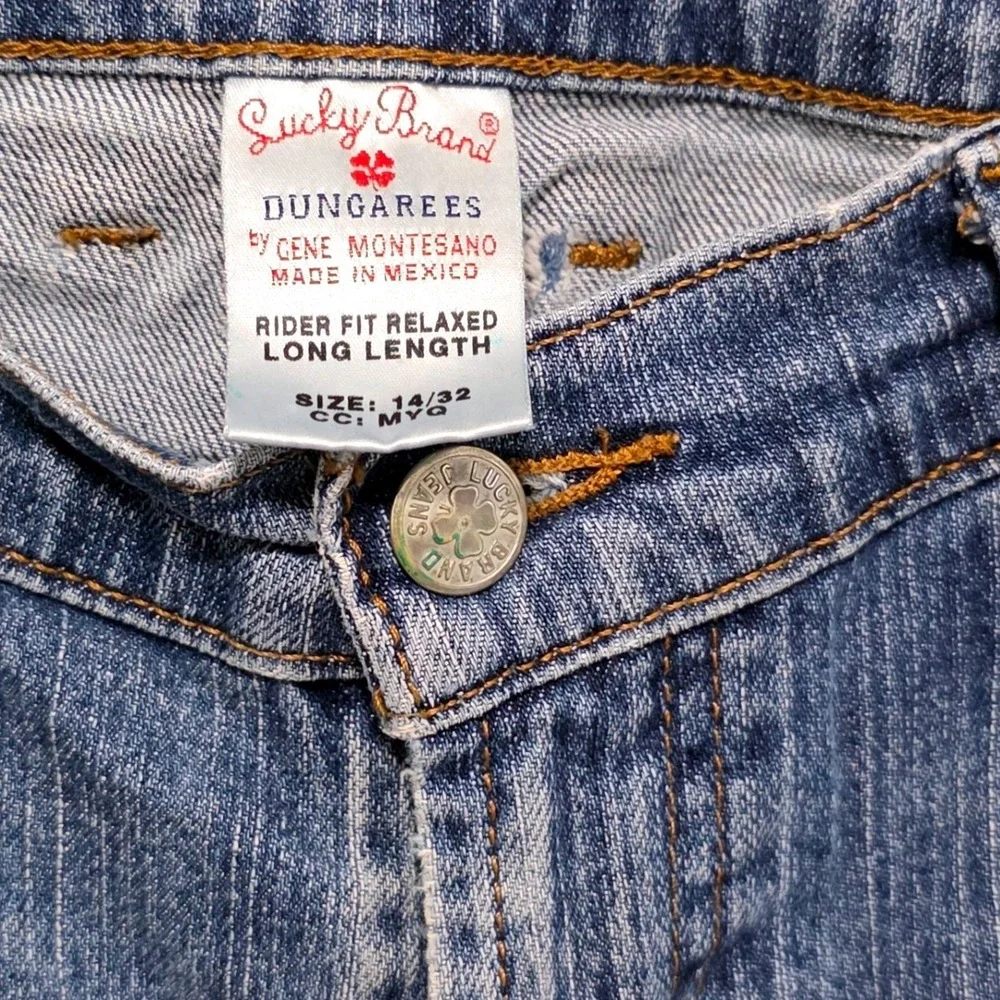 Vintage Lucky Brand Rider Fit Relaxed Jeans Blue Distressed Straight Leg 14/32